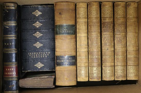 A collection of mainly 18th - 19th century leather bindings, (2 boxes)